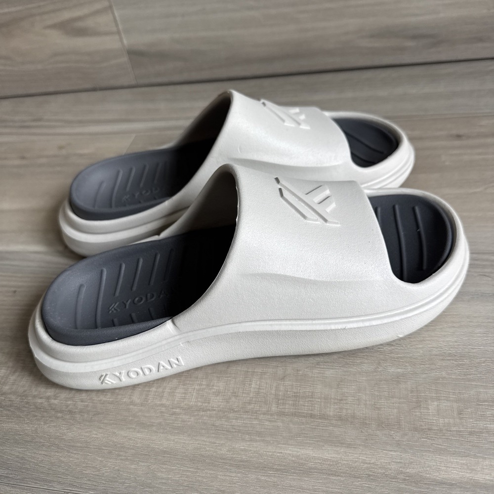 WOMENS Kyodan Slides Recovery Sandals Size L 9.5-10 Light Taupe Charcoal Gray